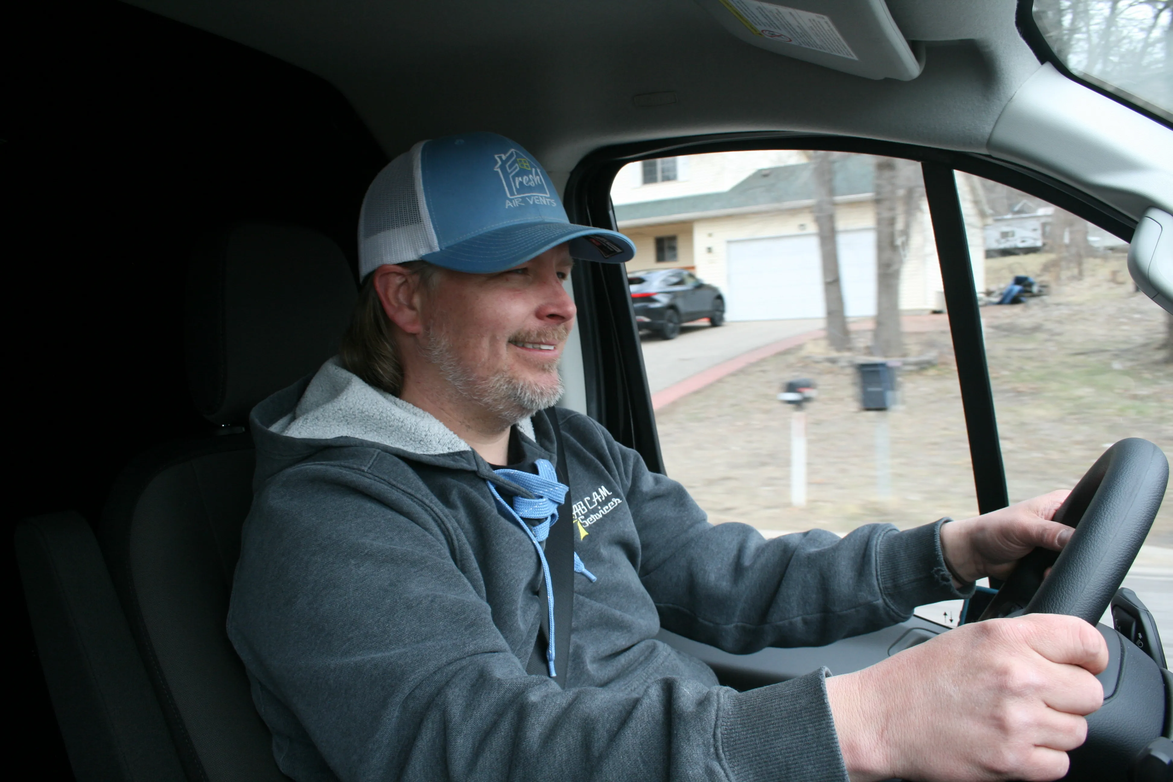 Owner Adam Bonine heading to a job in the East Metro